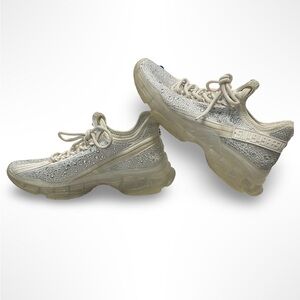 Steve Madden White‎ bejeweled sneakers Maxima NY90 women’s size 10